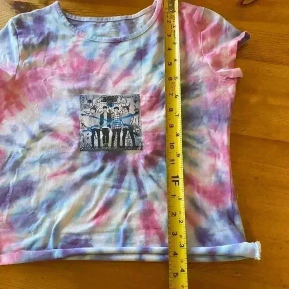 New! 5 Seconds Of Summer cropped Tie Dye T-shirt handmade girls L - Picture 7 of 7